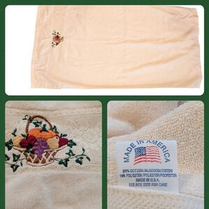 Vintage white embroidered fruit basket and lace bath‎ towel